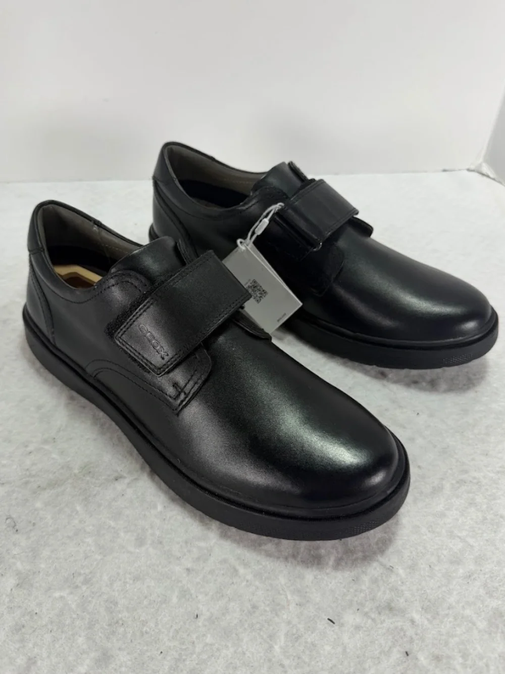 Geox Respira Leather Velcro Dress Shoes Black EU 41 US Men 8 NWT